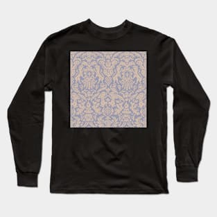 Sand on Cool Gray Weird Medieval Lions, Cherubs, and Skulls Scrollwork Damask Long Sleeve T-Shirt